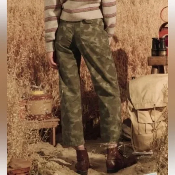 THE GREAT. The Admiral Twill Pants Desert Camo Boho Casual Women’s Size 25 - Picture 2 of 15